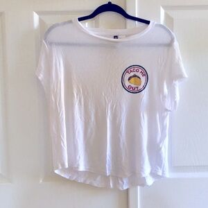 NWOT Taco Me Out White Basic Graphic T-Shirt
